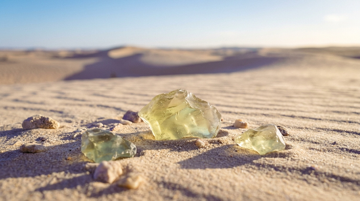 แก้วทะเลทรายลิเบียน (Libyan Desert Glass) — หินอวกาศหายากจากซาฮาร่า