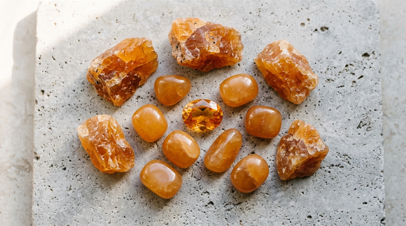 ออเรนจ์คาลไซต์ (Orange Calcite) หินแห่งความคิดสร้างสรรค์ สรรพคุณและความหมาย | Amethez